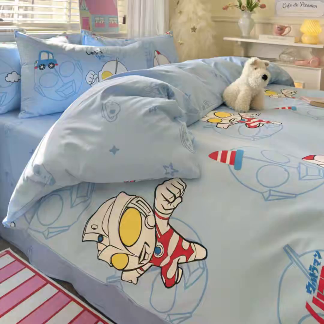 91家纺网 家纺一手货源 找家纺 名兮家居 2026新款全棉13372正版授权经典奥特曼四件套【含防伪标】 奥特兄弟