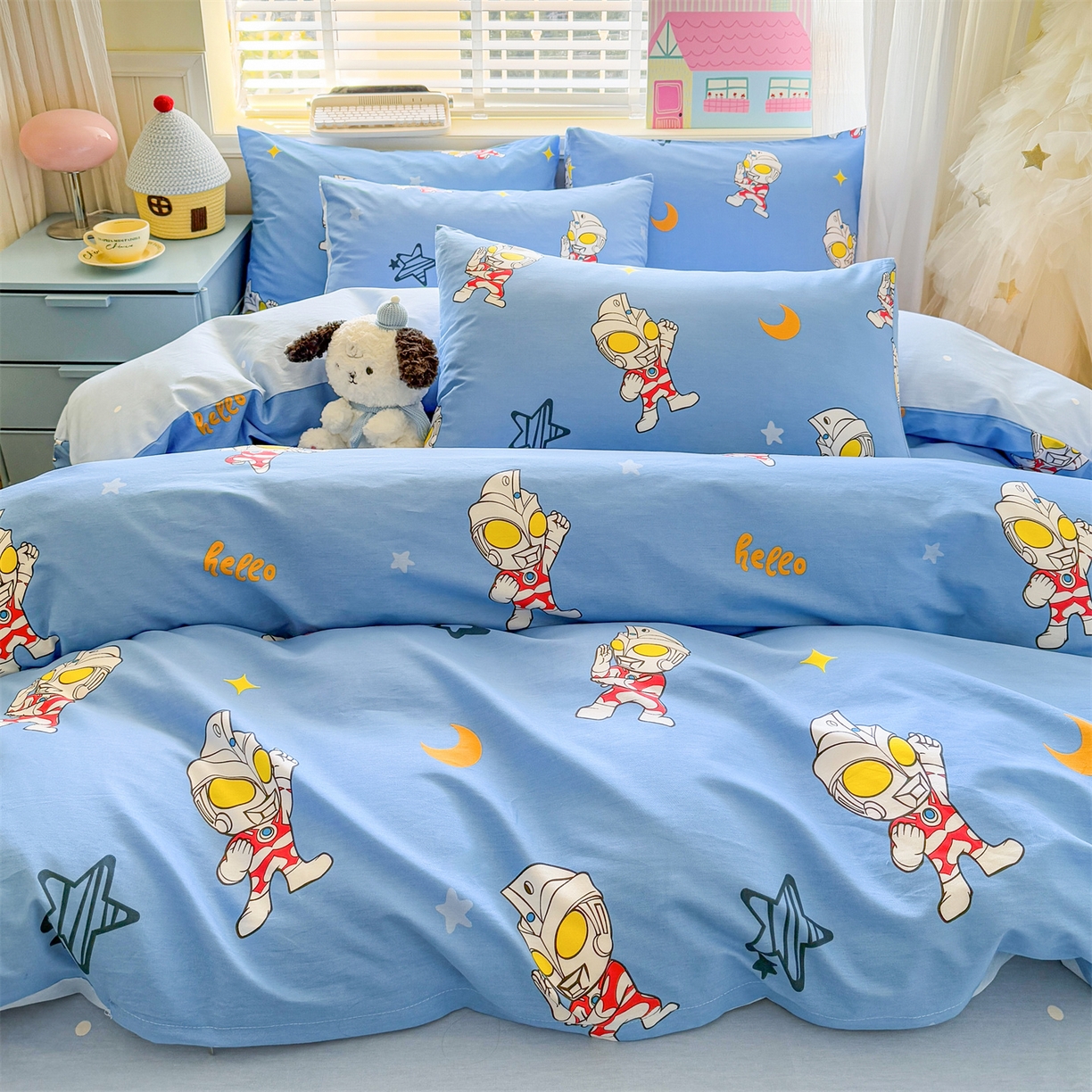 91家纺网 家纺一手货源 找家纺 名兮家居 2026新款全棉13372正版授权经典奥特曼四件套【含防伪标】 艾斯奥特曼