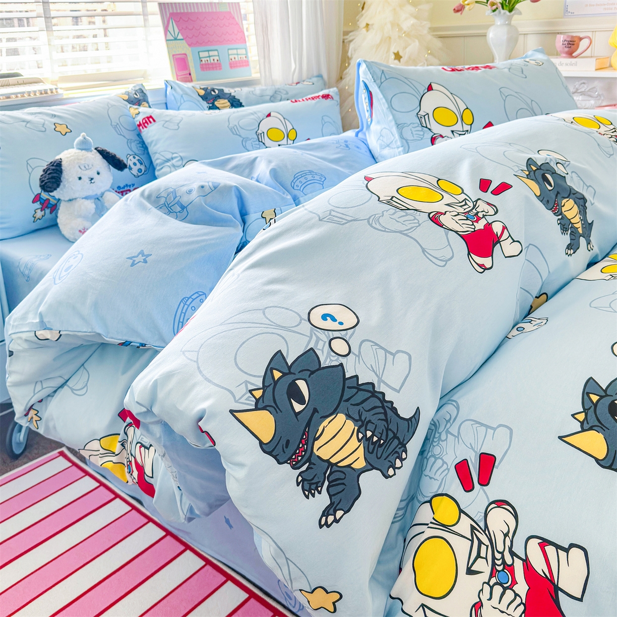 91家纺网 家纺一手货源 找家纺 名兮家居 2026新款全棉13372正版授权经典奥特曼四件套【含防伪标】 奥特勇士