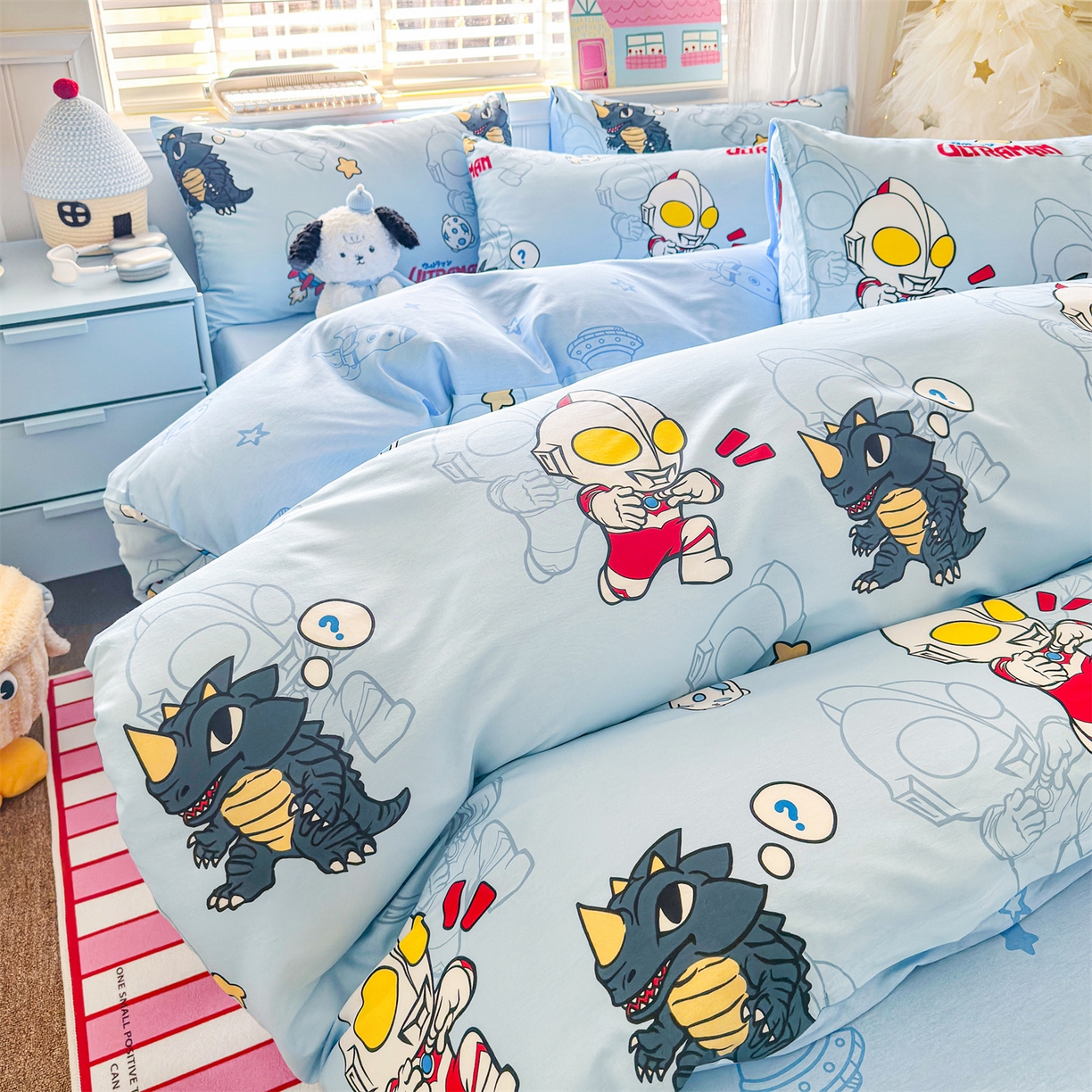 91家纺网 家纺一手货源 找家纺 名兮家居 2026新款全棉13372正版授权经典奥特曼四件套【含防伪标】 奥特勇士