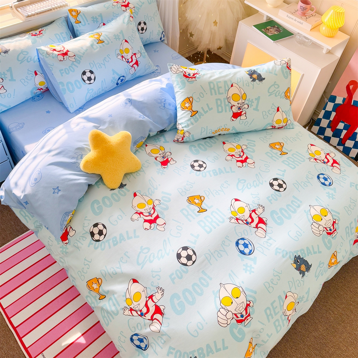 91家纺网 家纺一手货源 找家纺 名兮家居 2026新款全棉13372正版授权经典奥特曼四件套【含防伪标】 世界杯