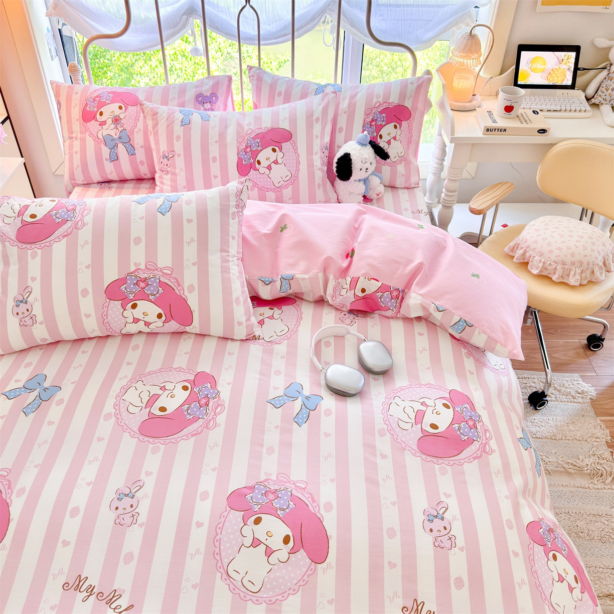 91家纺网 家纺一手货源 找家纺 名兮家居 2026新款全棉13372正版授权经典奥特曼四件套【含防伪标】 竖条美乐蒂