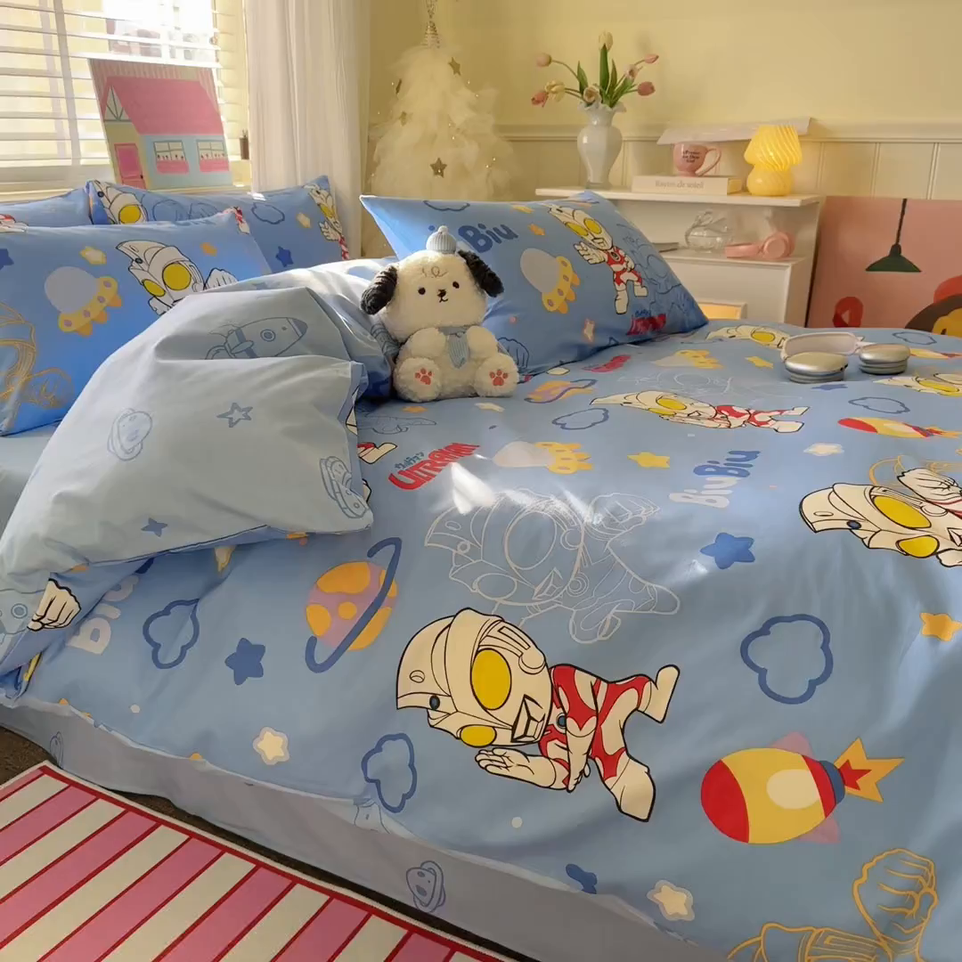 91家纺网 家纺一手货源 找家纺 名兮家居 2026新款全棉13372正版授权经典奥特曼四件套【含防伪标】 光线王子