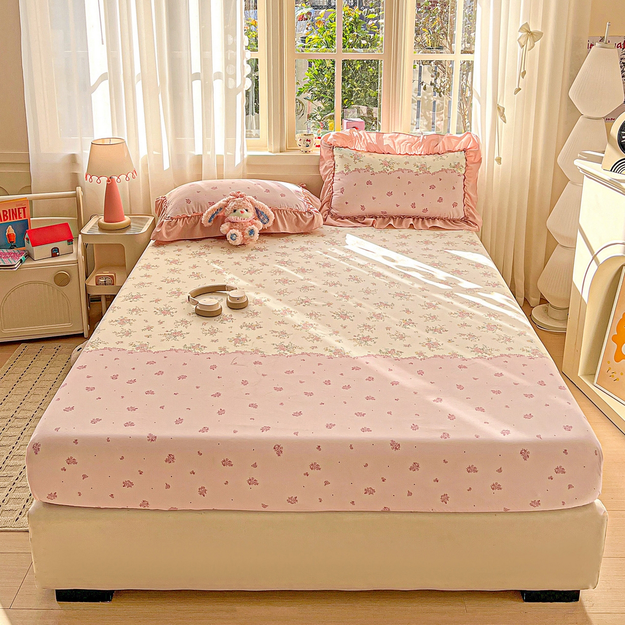 91家纺网 家纺一手货源 找家纺 富米莱单品馆 2026新款古法水洗仿棉床笠席梦思床罩杀床垫防滑罩床套罩床笠三件套 玫瑰庄园