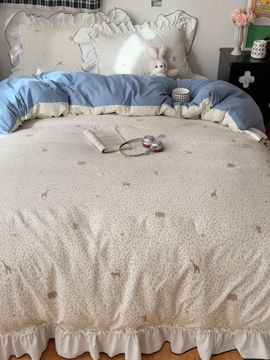 91家纺网 家纺一手货源 找家纺 沐芷 2026 【提供买家秀】公主风法式花边四件套A类古法水洗仿棉床上用品被套 花边梦境-草原奇遇记