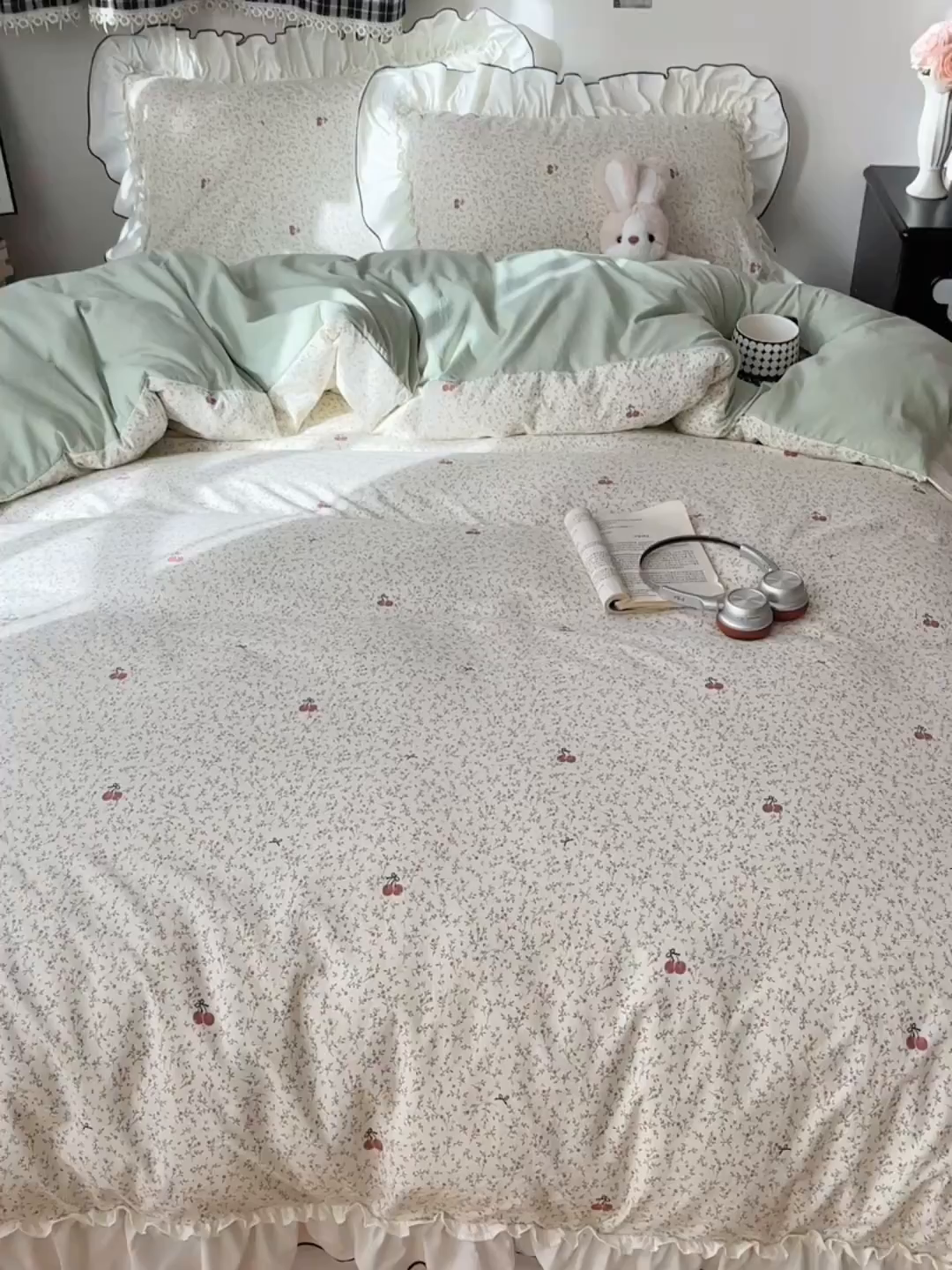 91家纺网 家纺一手货源 找家纺 沐芷 2026 【提供买家秀】公主风法式花边四件套A类古法水洗仿棉床上用品被套 花边梦境-樱桃故事