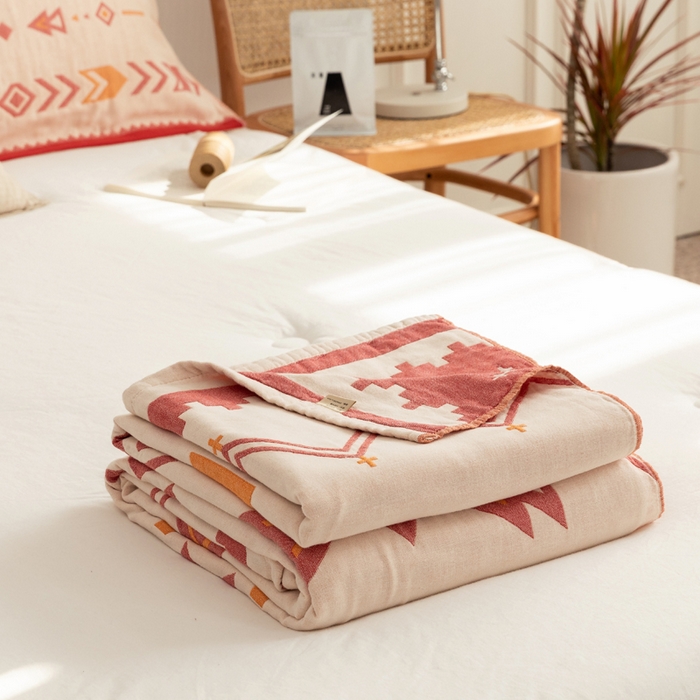 91家纺网 家纺一手货源 找家纺 （总）朴尔家纺-毛巾被 2026新款波西米亚风全棉四层纱布毛巾被-朴尔经典款常年备货