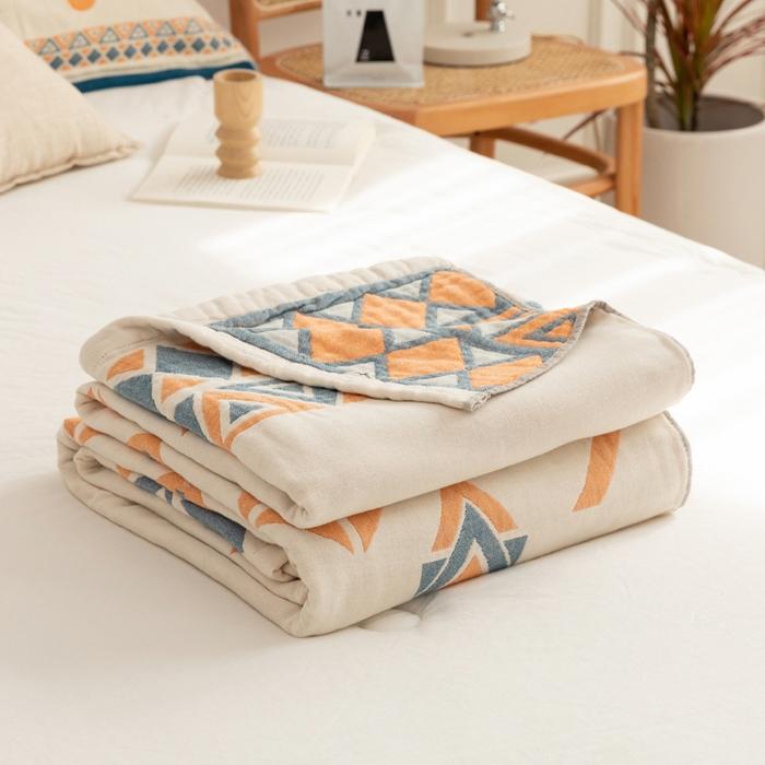 91家纺网 家纺一手货源 找家纺 （总）朴尔家纺-毛巾被 2026新款波西米亚风全棉四层纱布毛巾被-朴尔经典款常年备货