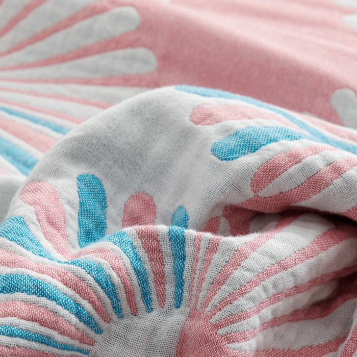 91家纺网 家纺一手货源 找家纺 朴尔家纺-毛巾被 2026新款波西米亚风全棉四层纱布毛巾被-朴尔经典款常年备货 布尔乔亚-粉