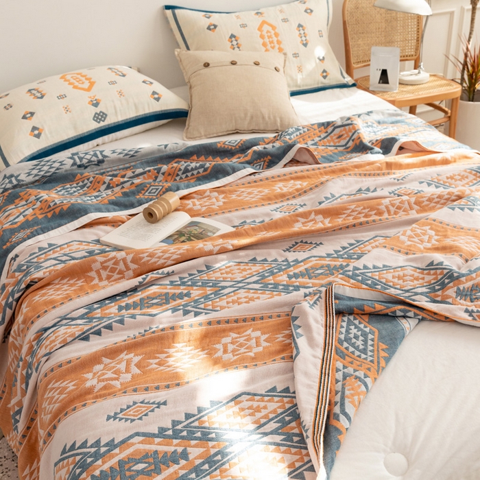 91家纺网 家纺一手货源 找家纺 朴尔家纺-毛巾被 2026新款波西米亚风全棉四层纱布毛巾被-朴尔经典款常年备货 伯瑞沙-灰