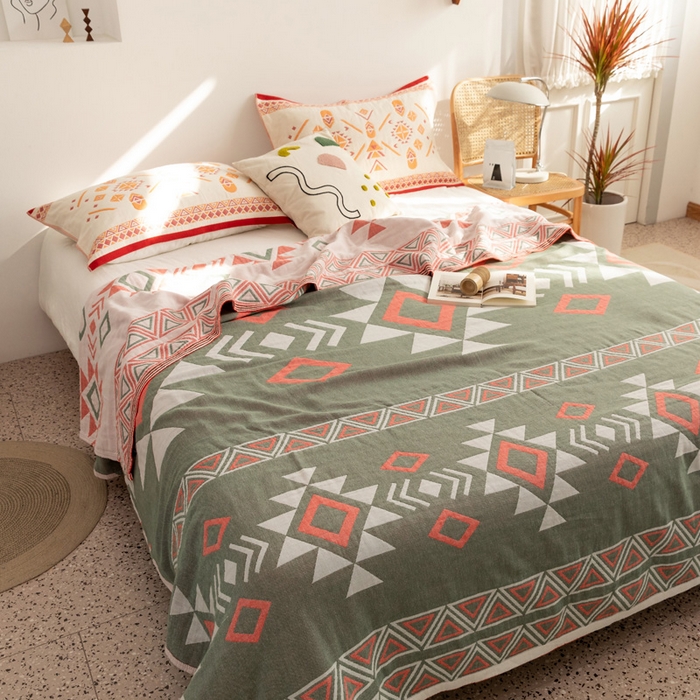 91家纺网 家纺一手货源 找家纺 朴尔家纺-毛巾被 2026新款波西米亚风全棉四层纱布毛巾被-朴尔经典款常年备货 莱茵河畔