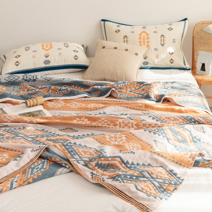 91家纺网 家纺一手货源 找家纺 朴尔家纺-毛巾被 2026新款波西米亚风全棉四层纱布毛巾被-朴尔经典款常年备货 伯瑞沙-灰