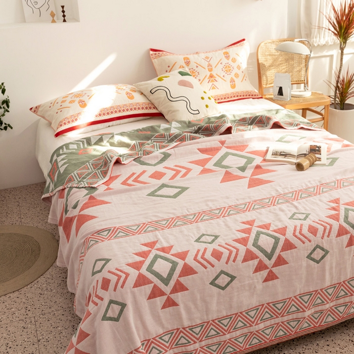 91家纺网 家纺一手货源 找家纺 朴尔家纺-毛巾被 2026新款波西米亚风全棉四层纱布毛巾被-朴尔经典款常年备货 莱茵河畔