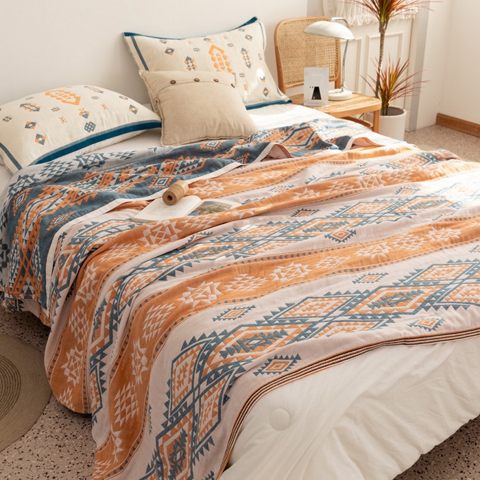 91家纺网 家纺一手货源 找家纺 朴尔家纺-毛巾被 2026新款波西米亚风全棉四层纱布毛巾被-朴尔经典款常年备货 伯瑞沙-灰