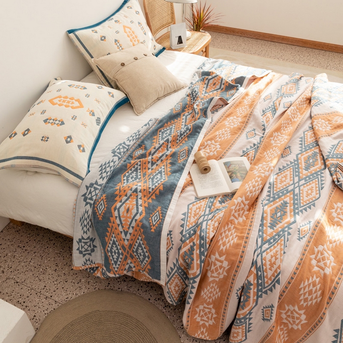 91家纺网 家纺一手货源 找家纺 朴尔家纺-毛巾被 2026新款波西米亚风全棉四层纱布毛巾被-朴尔经典款常年备货 伯瑞沙-灰