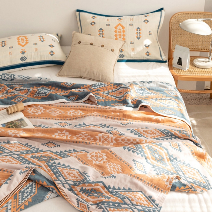 91家纺网 家纺一手货源 找家纺 朴尔家纺-毛巾被 2026新款波西米亚风全棉四层纱布毛巾被-朴尔经典款常年备货 伯瑞沙-灰