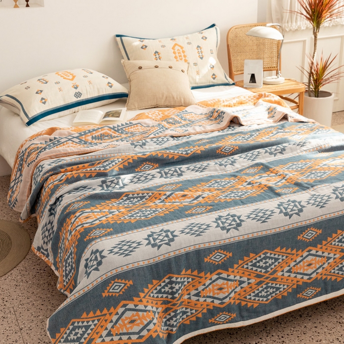 91家纺网 家纺一手货源 找家纺 朴尔家纺-毛巾被 2026新款波西米亚风全棉四层纱布毛巾被-朴尔经典款常年备货 伯瑞沙-灰