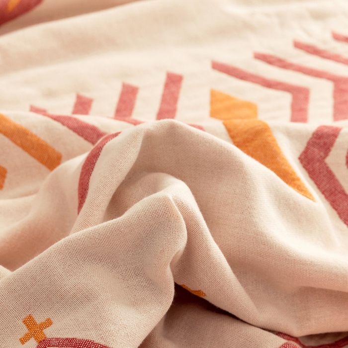 91家纺网 家纺一手货源 找家纺 朴尔家纺-毛巾被 2026新款波西米亚风全棉四层纱布毛巾被-朴尔经典款常年备货 小资情调-红