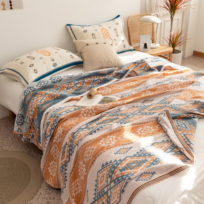 91家纺网 家纺一手货源 找家纺 朴尔家纺-毛巾被 2026新款波西米亚风全棉四层纱布毛巾被-朴尔经典款常年备货 伯瑞沙-灰