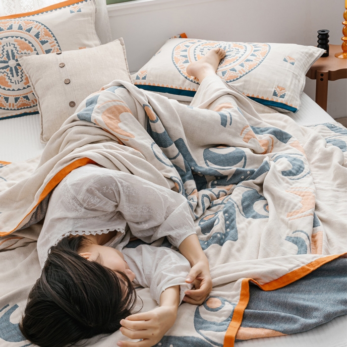 91家纺网 家纺一手货源 找家纺 朴尔家纺-毛巾被 2026新款波西米亚风全棉四层纱布毛巾被-朴尔经典款常年备货 波西米亚