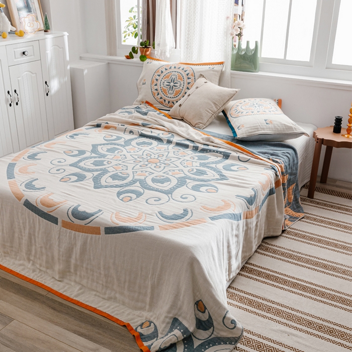 91家纺网 家纺一手货源 找家纺 朴尔家纺-毛巾被 2026新款波西米亚风全棉四层纱布毛巾被-朴尔经典款常年备货 波西米亚