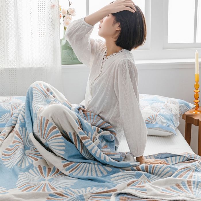 91家纺网 家纺一手货源 找家纺 朴尔家纺-毛巾被 2026新款波西米亚风全棉四层纱布毛巾被-朴尔经典款常年备货 布尔乔亚-兰