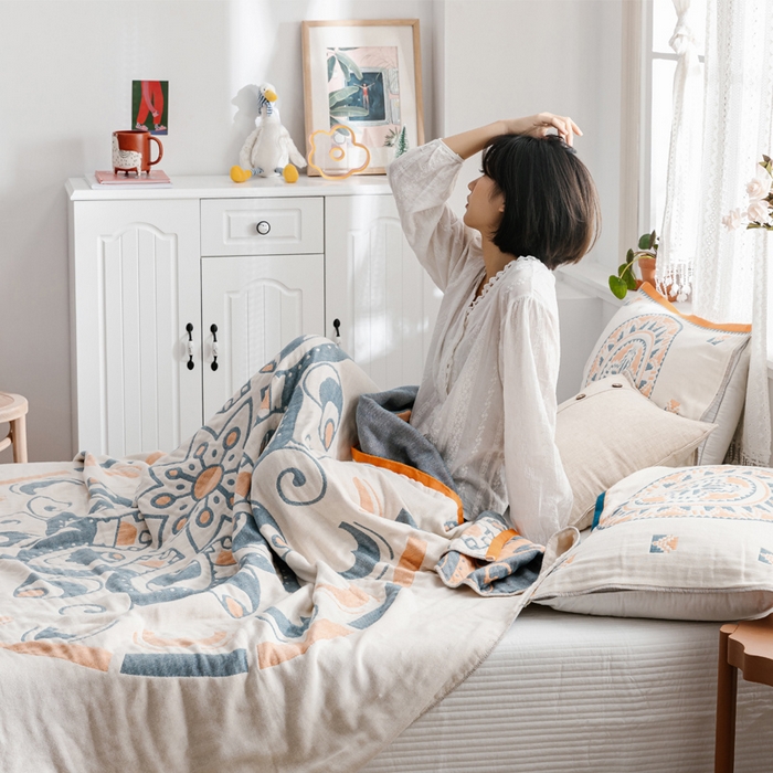 91家纺网 家纺一手货源 找家纺 朴尔家纺-毛巾被 2026新款波西米亚风全棉四层纱布毛巾被-朴尔经典款常年备货 波西米亚