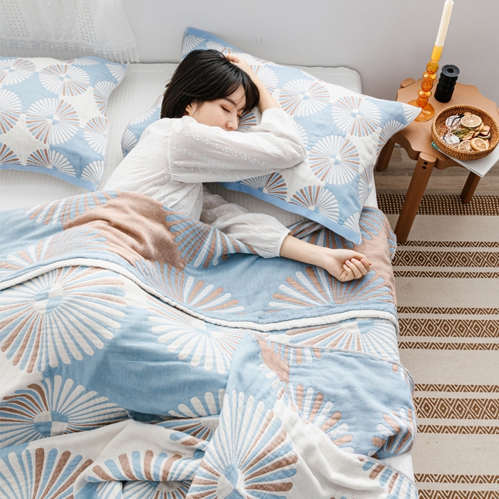 91家纺网 家纺一手货源 找家纺 朴尔家纺-毛巾被 2026新款波西米亚风全棉四层纱布毛巾被-朴尔经典款常年备货 布尔乔亚-兰