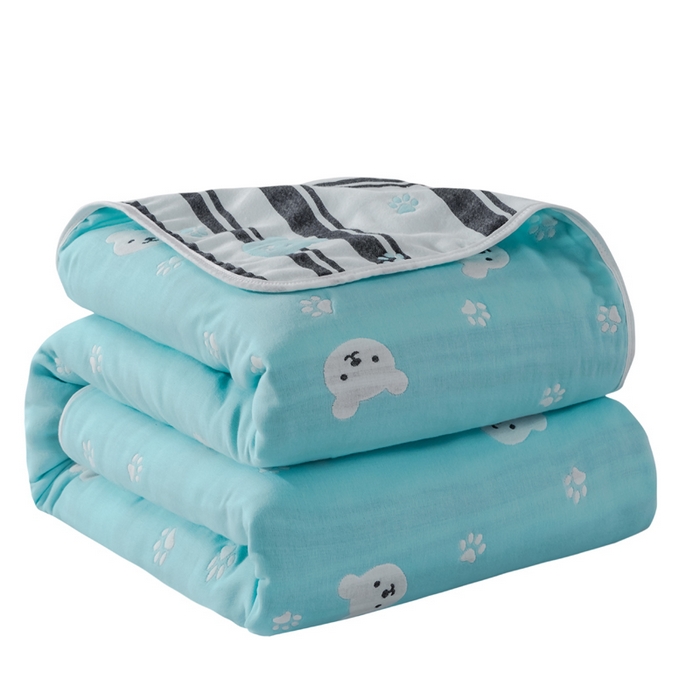 91家纺网 家纺一手货源 找家纺 朴尔家纺-毛巾被 2026新款经典六层纱布全棉毛巾被系列-朴尔经典款常年备货 甜蜜小熊-兰