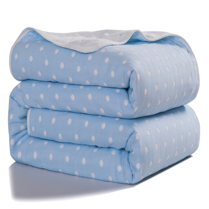 91家纺网 家纺一手货源 找家纺 朴尔家纺-毛巾被 2026新款经典六层纱布全棉毛巾被系列-朴尔经典款常年备货 小波点-兰