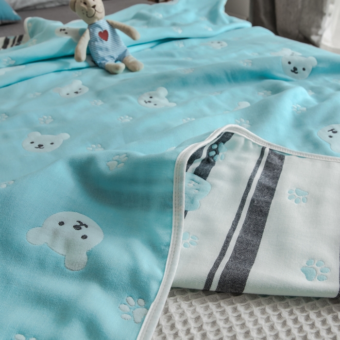 91家纺网 家纺一手货源 找家纺 朴尔家纺-毛巾被 2026新款经典六层纱布全棉毛巾被系列-朴尔经典款常年备货 甜蜜小熊-兰