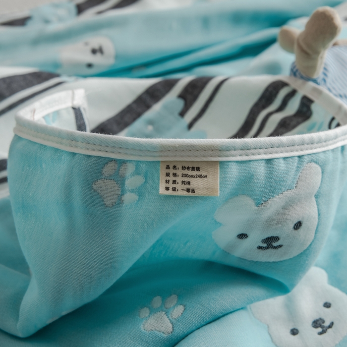 91家纺网 家纺一手货源 找家纺 朴尔家纺-毛巾被 2026新款经典六层纱布全棉毛巾被系列-朴尔经典款常年备货 甜蜜小熊-兰