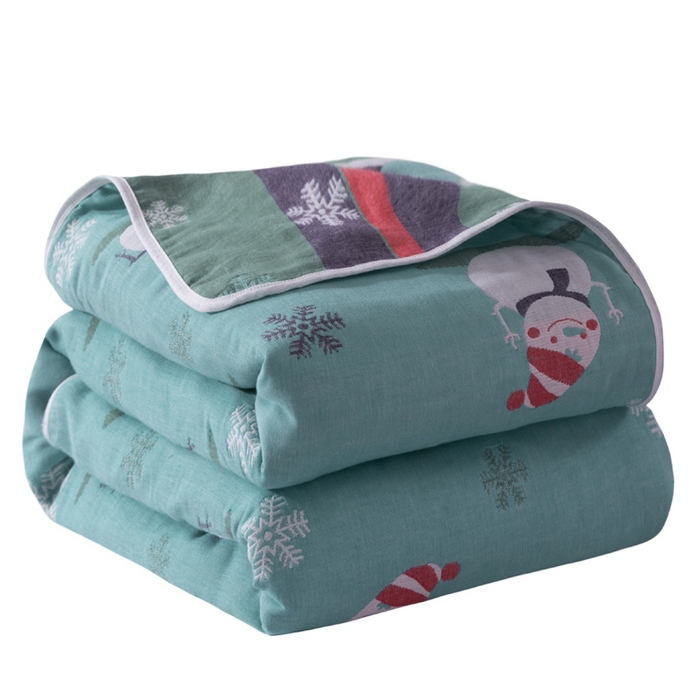 91家纺网 家纺一手货源 找家纺 朴尔家纺-毛巾被 2026新款经典六层纱布全棉毛巾被系列-朴尔经典款常年备货 雪人兰