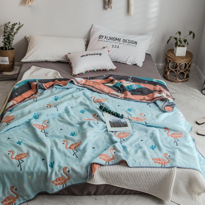 朴尔家纺-毛巾被 2026新款经典六层纱布全棉毛巾被系列-朴尔经典款常年备货 幸福鸟兰