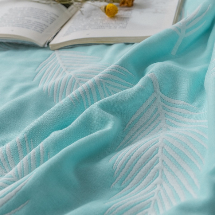 91家纺网 家纺一手货源 找家纺 朴尔家纺-毛巾被 2026新款经典六层纱布全棉毛巾被系列-朴尔经典款常年备货 羽魅-蓝