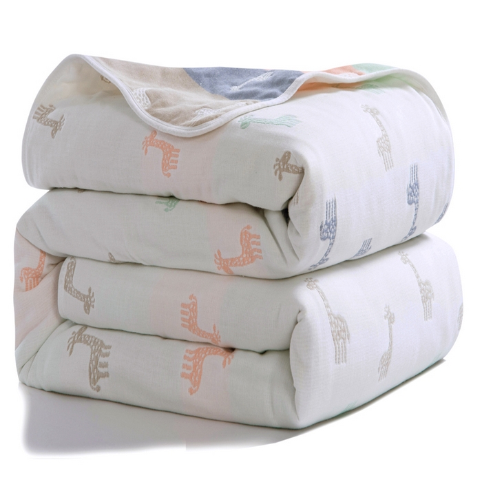 91家纺网 家纺一手货源 找家纺 朴尔家纺-毛巾被 2026新款经典六层纱布全棉毛巾被系列-朴尔经典款常年备货 长颈鹿