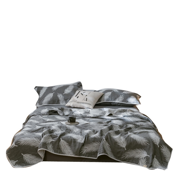 91家纺网 家纺一手货源 找家纺 朴尔家纺-毛巾被 2026新款经典六层纱布全棉毛巾被系列-朴尔经典款常年备货 羽魅-深灰