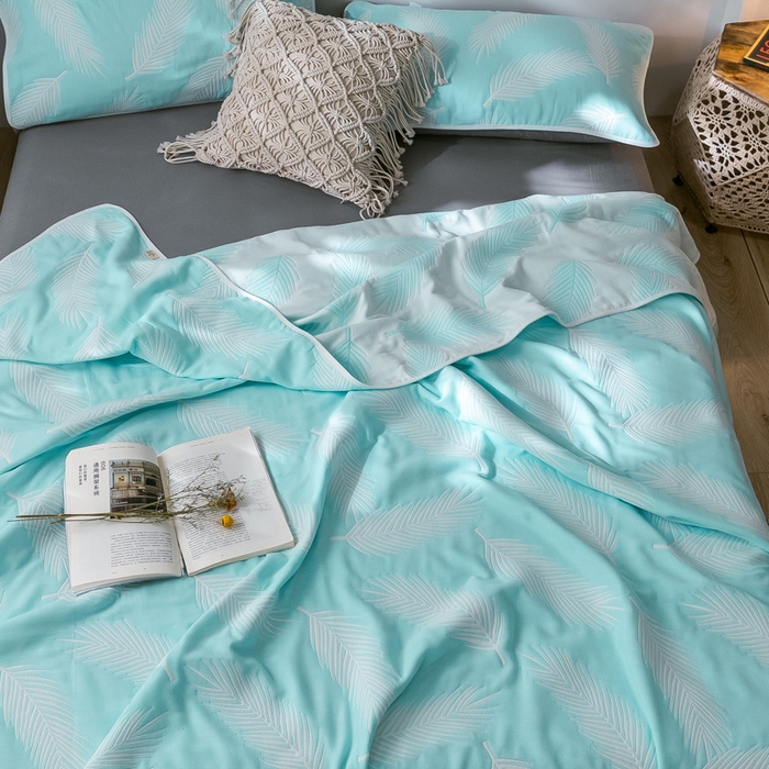 91家纺网 家纺一手货源 找家纺 朴尔家纺-毛巾被 2026新款经典六层纱布全棉毛巾被系列-朴尔经典款常年备货 羽魅-蓝