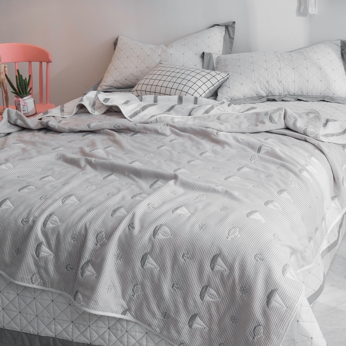 91家纺网 家纺一手货源 找家纺 朴尔家纺-毛巾被 2026新款经典六层纱布全棉毛巾被系列-朴尔经典款常年备货 小帆船