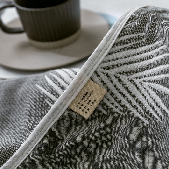 91家纺网 家纺一手货源 找家纺 朴尔家纺-毛巾被 2026新款经典六层纱布全棉毛巾被系列-朴尔经典款常年备货 羽魅-深灰