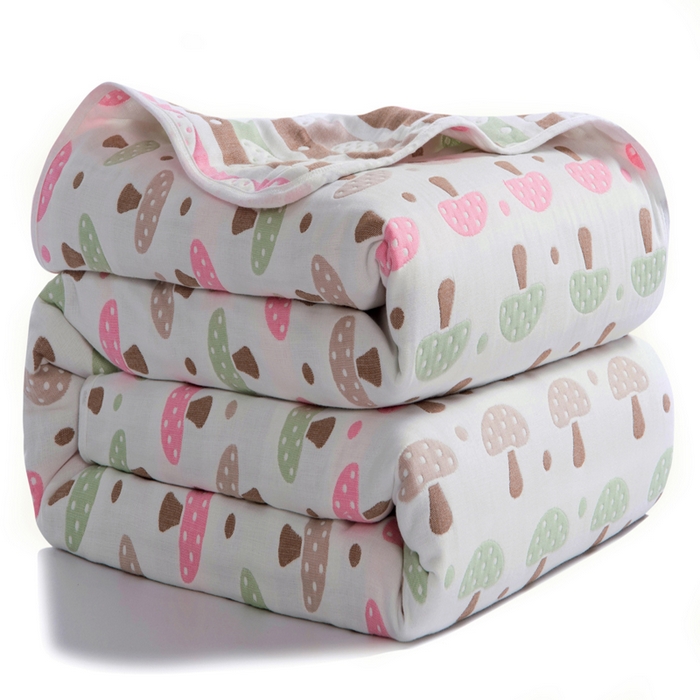 91家纺网 家纺一手货源 找家纺 朴尔家纺-毛巾被 2026新款经典六层纱布全棉毛巾被系列-朴尔经典款常年备货 日式蘑菇