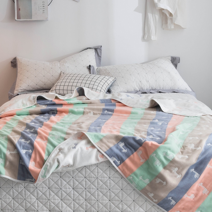 朴尔家纺-毛巾被 2026新款经典六层纱布全棉毛巾被系列-朴尔经典款常年备货 长颈鹿