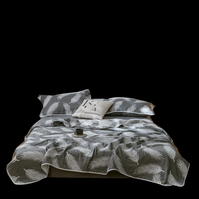 91家纺网 家纺一手货源 找家纺 朴尔家纺-毛巾被 2026新款经典六层纱布全棉毛巾被系列-朴尔经典款常年备货 羽魅-深灰