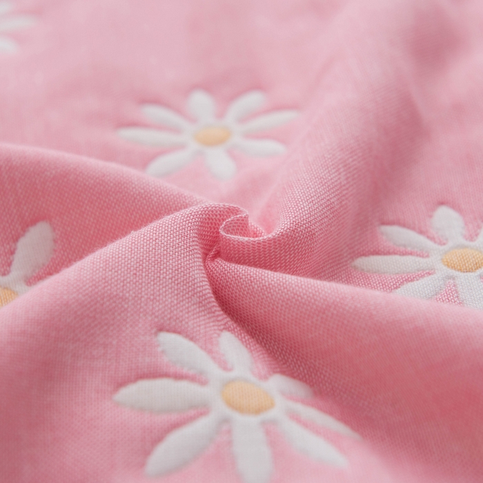 91家纺网 家纺一手货源 找家纺 朴尔家纺-毛巾被 2026新款经典六层纱布全棉毛巾被系列-朴尔经典款常年备货 小雏菊-粉