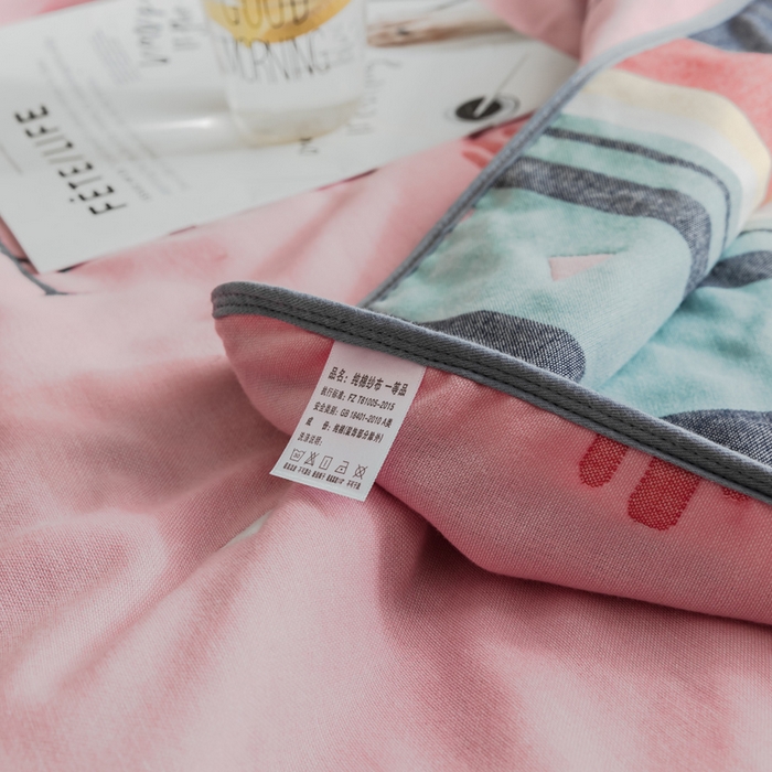 91家纺网 家纺一手货源 找家纺 朴尔家纺-毛巾被 2026新款经典六层纱布全棉毛巾被系列-朴尔经典款常年备货 幸福鸟粉