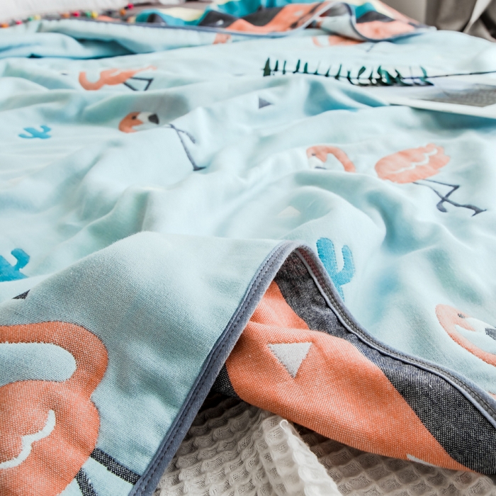 91家纺网 家纺一手货源 找家纺 朴尔家纺-毛巾被 2026新款经典六层纱布全棉毛巾被系列-朴尔经典款常年备货 幸福鸟兰