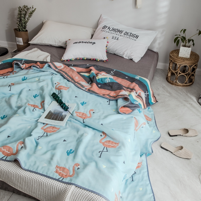 91家纺网 家纺一手货源 找家纺 朴尔家纺-毛巾被 2026新款经典六层纱布全棉毛巾被系列-朴尔经典款常年备货 幸福鸟兰