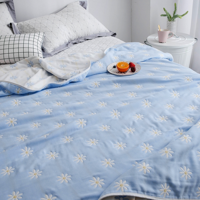 91家纺网 家纺一手货源 找家纺 朴尔家纺-毛巾被 2026新款经典六层纱布全棉毛巾被系列-朴尔经典款常年备货 小雏菊-兰