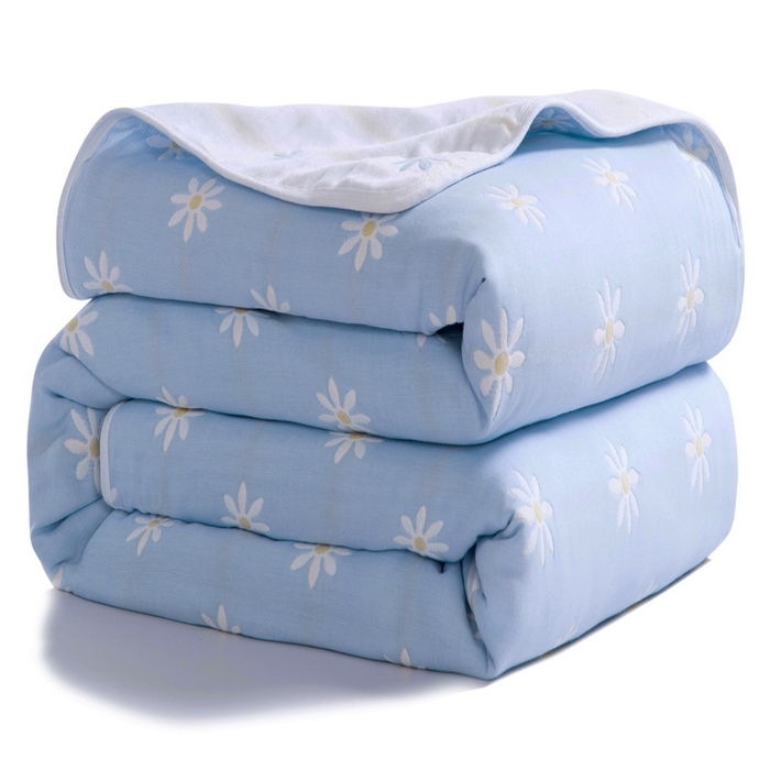 91家纺网 家纺一手货源 找家纺 朴尔家纺-毛巾被 2026新款经典六层纱布全棉毛巾被系列-朴尔经典款常年备货 小雏菊-兰