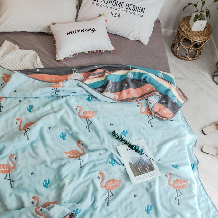 91家纺网 家纺一手货源 找家纺 朴尔家纺-毛巾被 2026新款经典六层纱布全棉毛巾被系列-朴尔经典款常年备货 幸福鸟兰